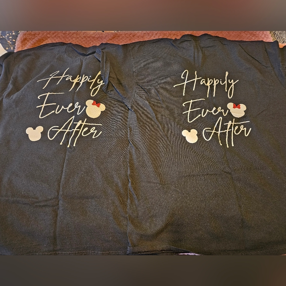Matching Disney Black 'Happily Ever After' Graphic Tees M and L